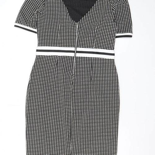 Next Women’s Black Check Bodycon Knee Length Dress Size 10
