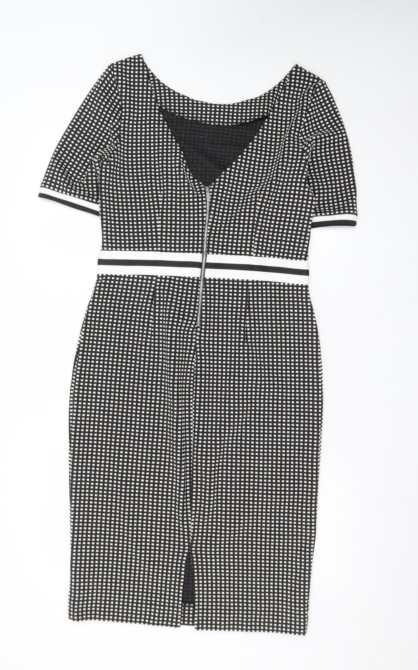 Next Women’s Black Check Bodycon Knee Length Dress Size 10