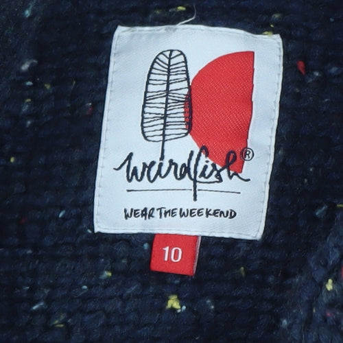 Weird Fish Women's Navy Blue Size 10 Cowl Neck Pullover Sweatshirt