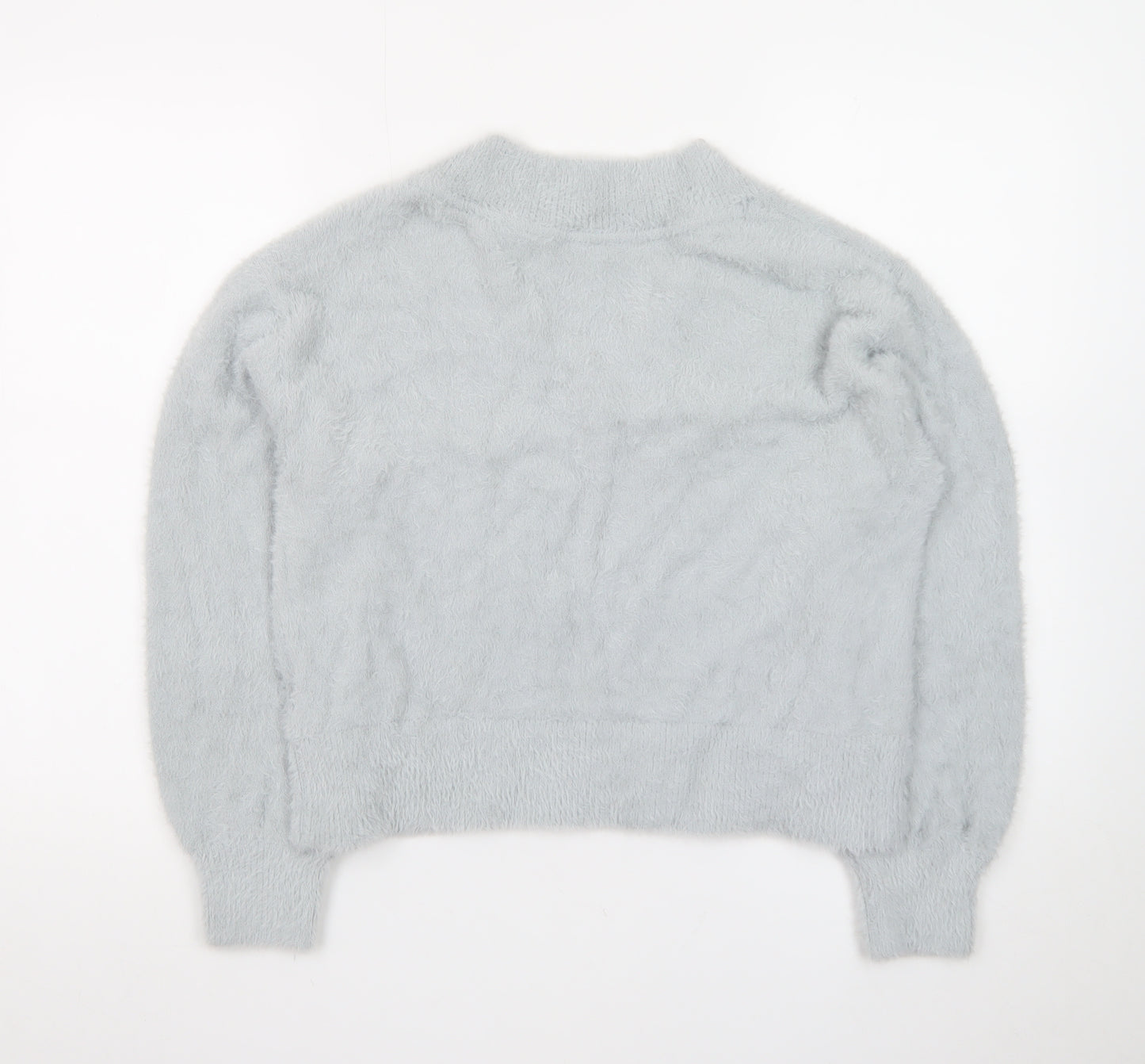 Marks and Spencer Women’s Grey V-Neck Fluffy Knit Pullover Jumper Size M