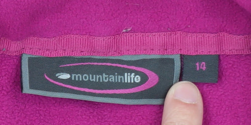 Mountain Life Womens Pink Fleece Full Zip Hoodie Jacket Size 14