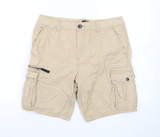River Island Mens Beige Cargo Shorts Size 32 Regular Fit