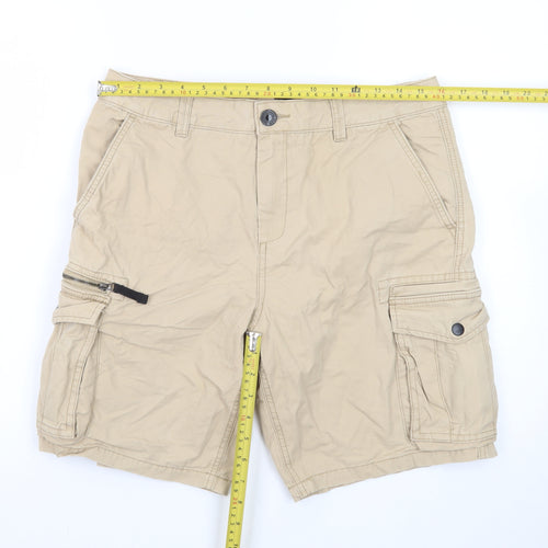 River Island Mens Beige Cargo Shorts Size 32 Regular Fit