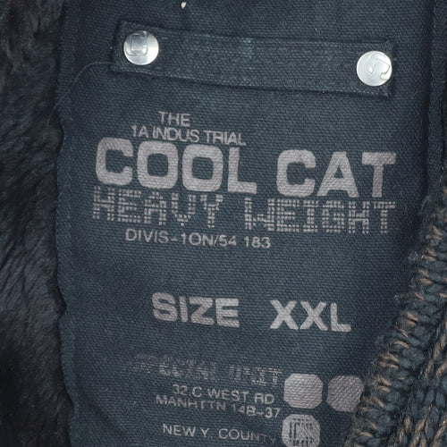 Cool Cat Men's Brown Full Zip Hooded Chunky Knit Jumper XXL