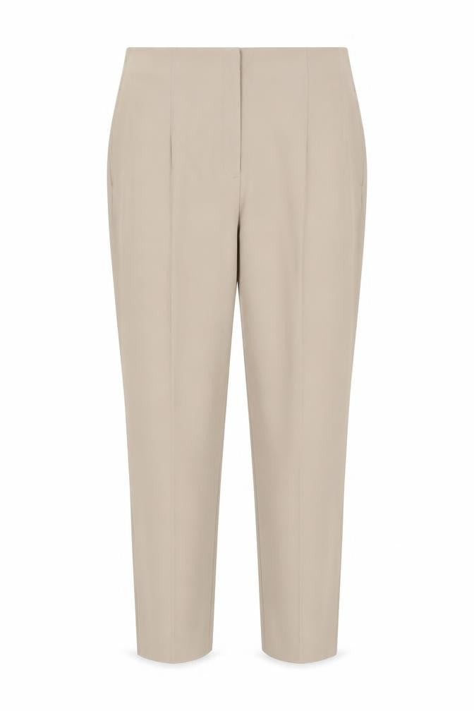 Front view of Marks & Spencer Women Beige, size 24, Regular Twill Trousers