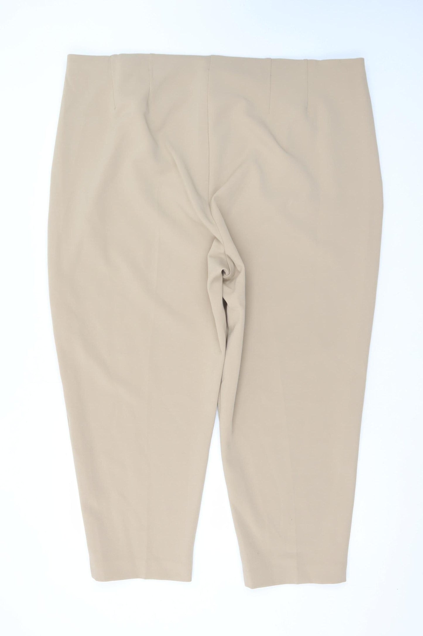 Marks and Spencer Women Beige Size 24 Regular Twill Trousers