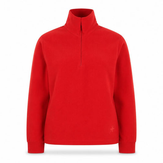 Front view of Snow+Rock women’s red xs 1/2 zip fleece pullover sweatshirt
