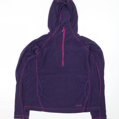 Rab Women's Purple 1/2 Zip Hooded Pullover Fleece UK 14