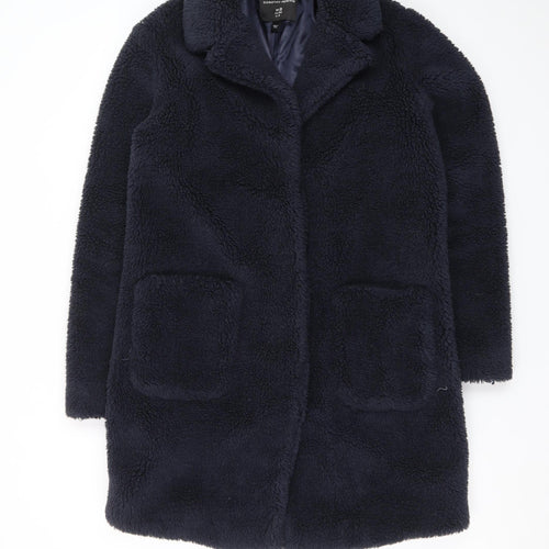 Dorothy Perkins Women's Blue Fleece Mid-Length Coat Size 8