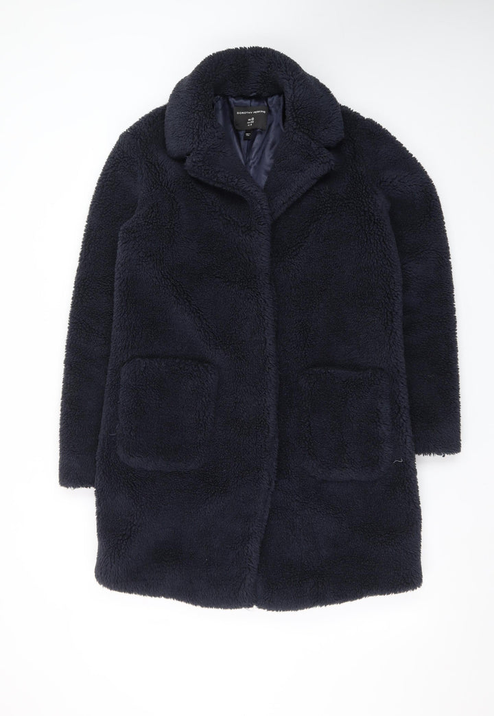 Dorothy Perkins Women's Blue Fleece Mid-Length Coat Size 8