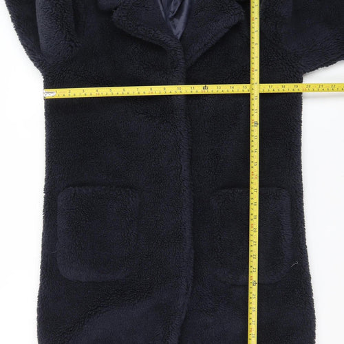Dorothy Perkins Women's Blue Fleece Mid-Length Coat Size 8