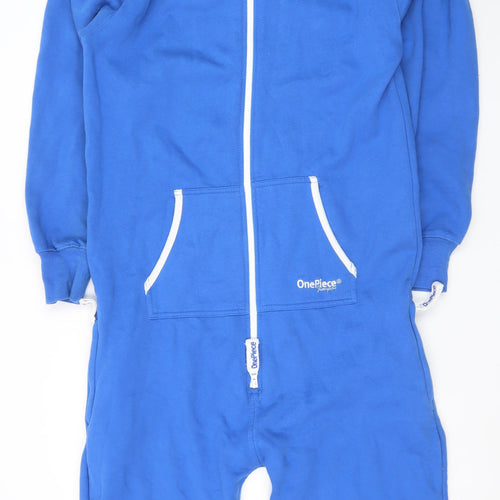 OnePiece Blue Hooded Fleece Zip One Piece Jumpsuit Men's M