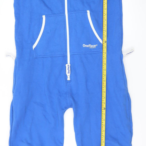 OnePiece Blue Hooded Fleece Zip One Piece Jumpsuit Men's M