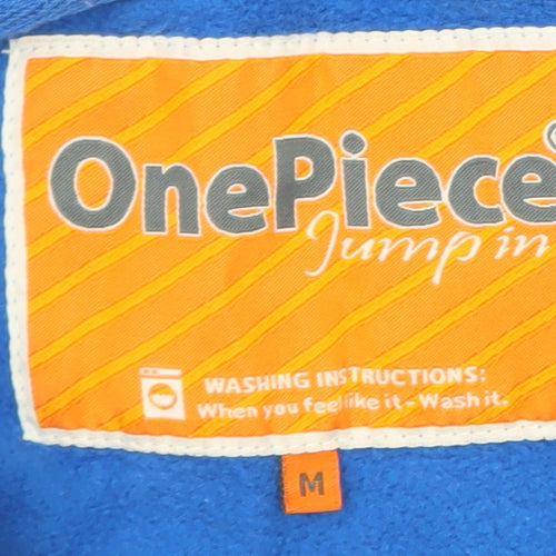 OnePiece Blue Hooded Fleece Zip One Piece Jumpsuit Men's M