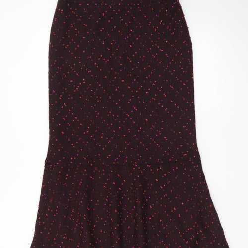 Kaliko Women Brown Geometric Wool Blend Lined Midi Trumpet Skirt Size 10