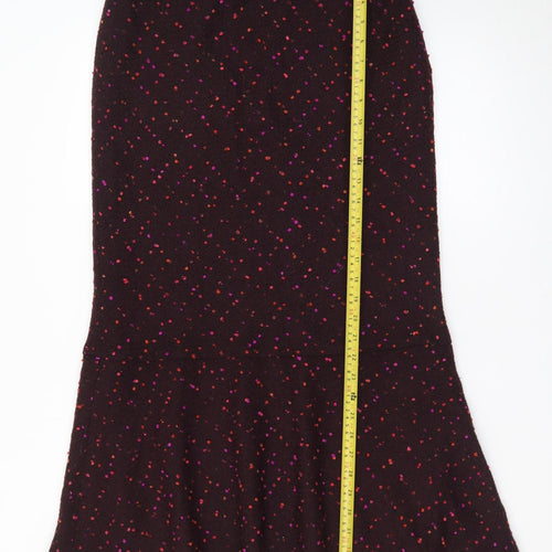 Kaliko Women Brown Geometric Wool Blend Lined Midi Trumpet Skirt Size 10