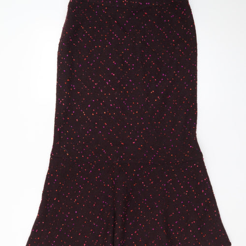 Kaliko Women Brown Geometric Wool Blend Lined Midi Trumpet Skirt Size 10