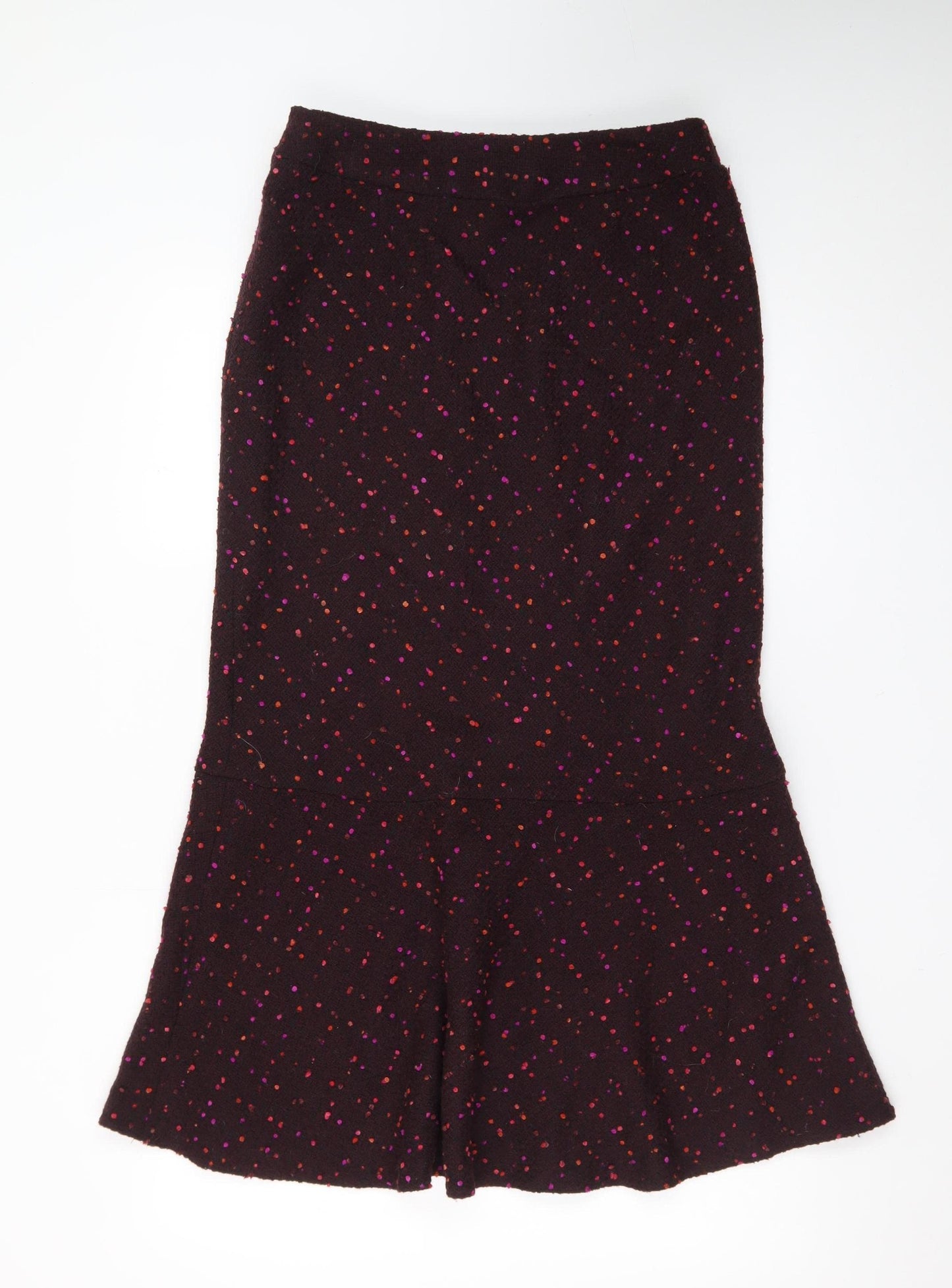 Kaliko Women Brown Geometric Wool Blend Lined Midi Trumpet Skirt Size 10