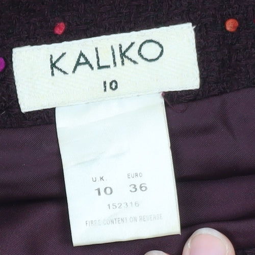 Kaliko Women Brown Geometric Wool Blend Lined Midi Trumpet Skirt Size 10