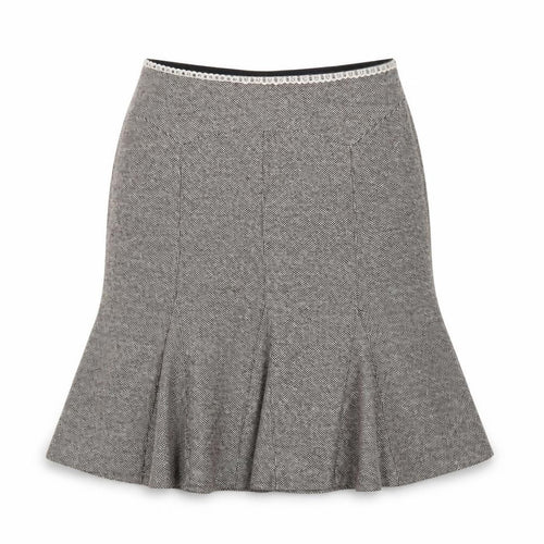 Oasis Women Brown Wool Tweed Flared Knee Length Skirt Size 14