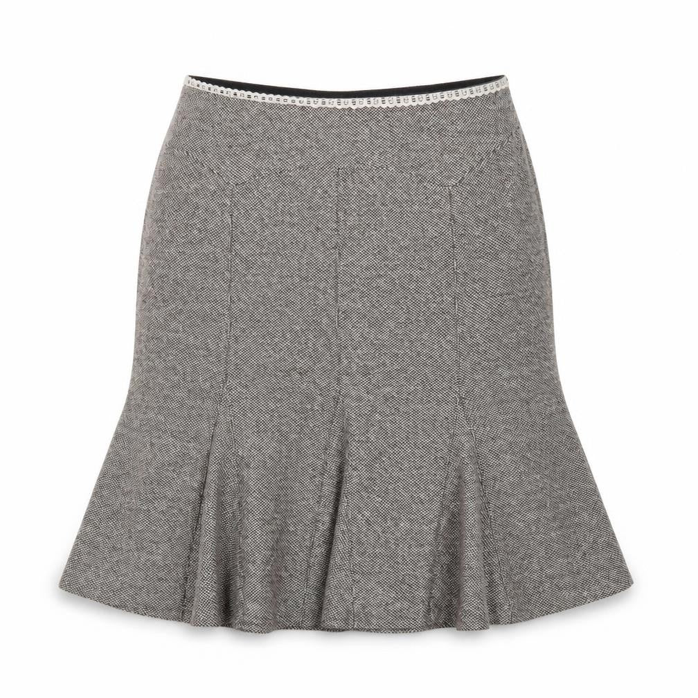 Oasis Women Brown Wool Tweed Flared Knee Length Skirt Size 14