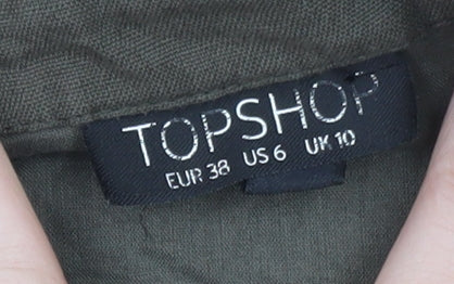 Topshop Women’s Green Linen Embroidered Kimono Jacket Size 10