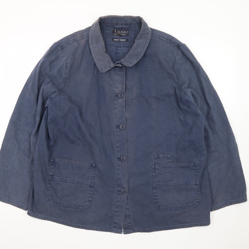 Seasalt Cornwall Women's Blue Cotton Button Casual Jacket Size 20