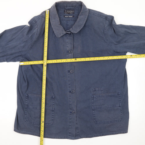 Seasalt Cornwall Women's Blue Cotton Button Casual Jacket Size 20