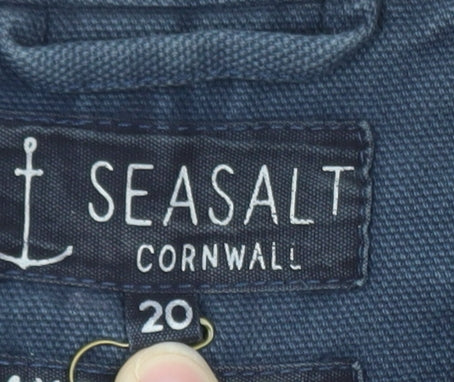Seasalt Cornwall Women's Blue Cotton Button Casual Jacket Size 20