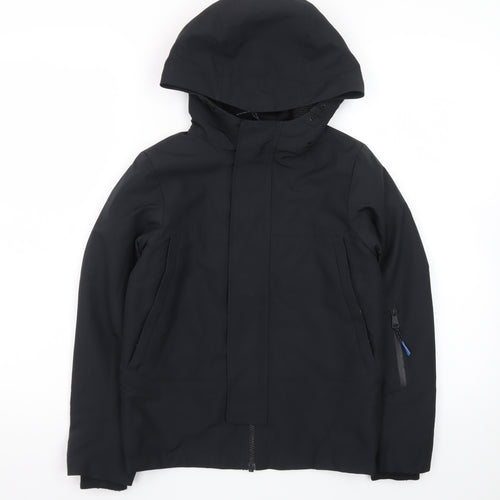 Marks and Spencer Boys Black Waterproof Hooded Parka Coat 7-8 Years