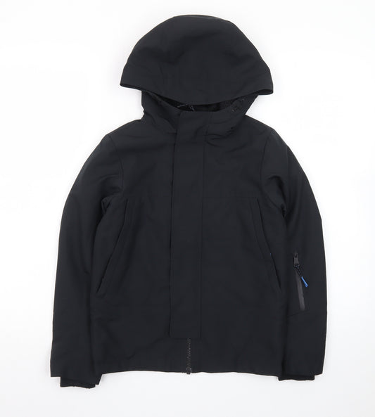 Marks and Spencer Boys Black Waterproof Hooded Parka Coat 7-8 Years