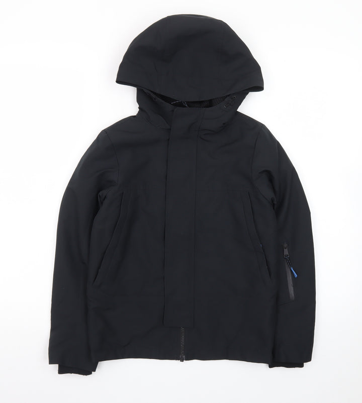 Marks and Spencer Boys Black Waterproof Hooded Parka Coat 7-8 Years