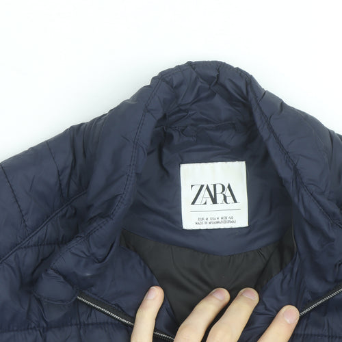 Zara Men's Blue Puffer Quilted Waistcoat Size M Regular Fit