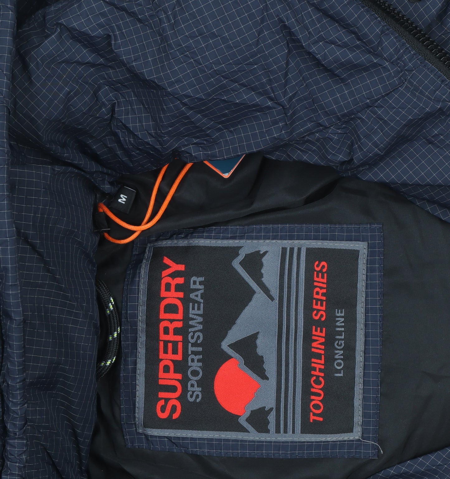 Superdry Men Blue Longline Puffer Coat Hooded Winter Jacket M