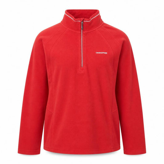 Front view of Craghoppers Women's Red Fleece Pullover Sweatshirt UK 18 1/2 Zip Outdoor
