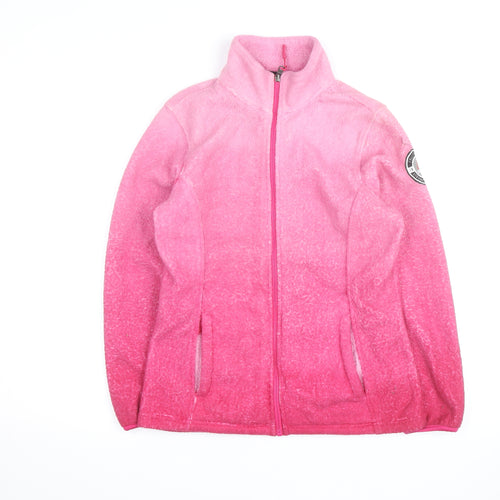 Reebok Women Pink Full Zip Fleece Sweatshirt Size M Warm Casual