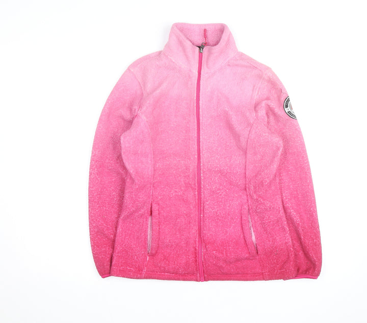 Reebok Women Pink Full Zip Fleece Sweatshirt Size M Warm Casual