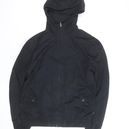 French Connection Men's Black Hooded Full Zip Windbreaker Jacket Size S