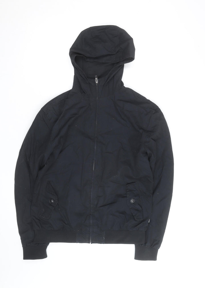 French Connection Men's Black Hooded Full Zip Windbreaker Jacket Size S