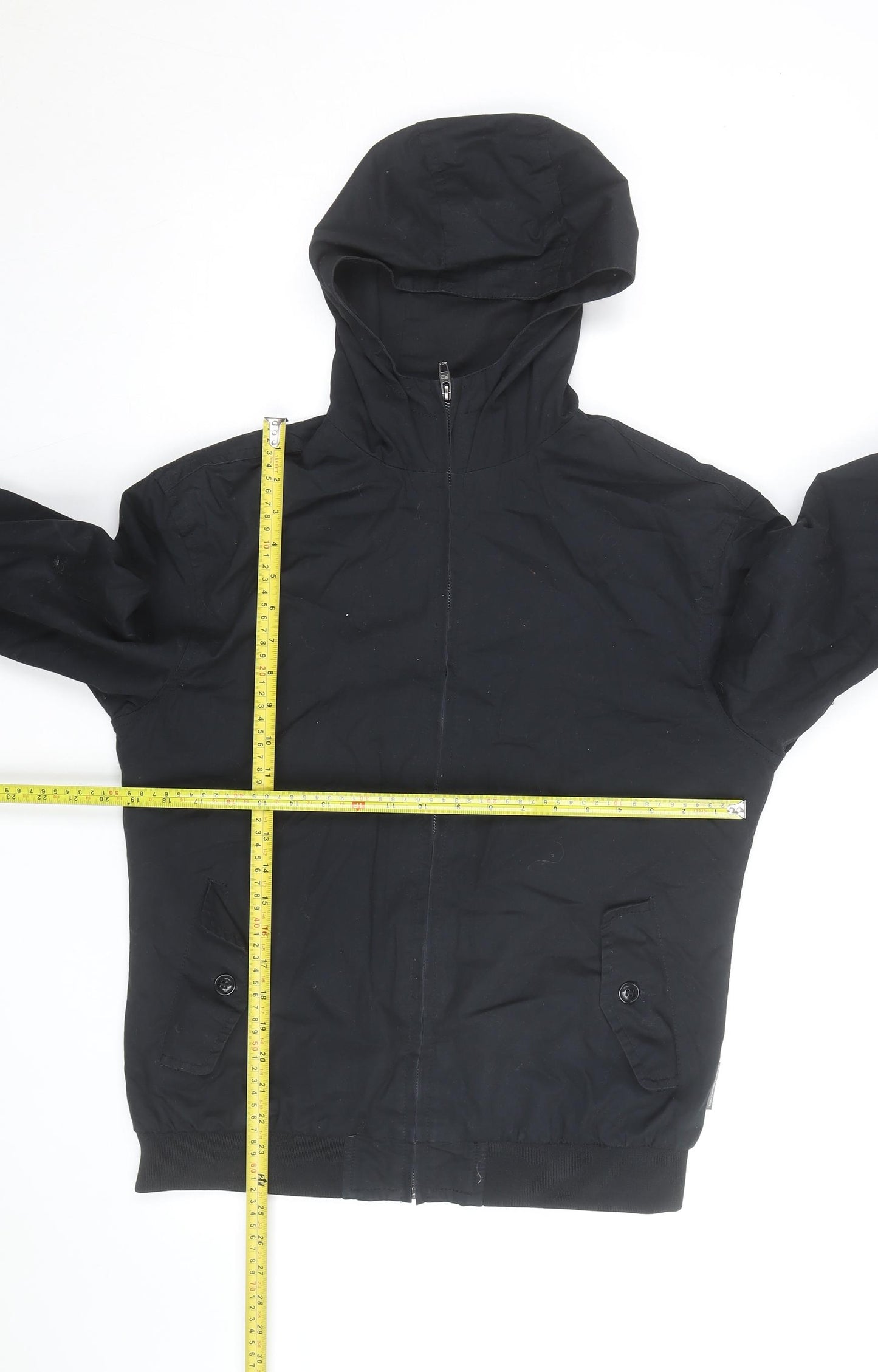 French Connection Men's Black Hooded Full Zip Windbreaker Jacket Size S