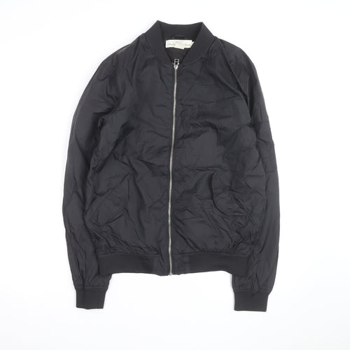 H&M L.O.G.G Mens Black Bomber Jacket S Lightweight Zip Pockets