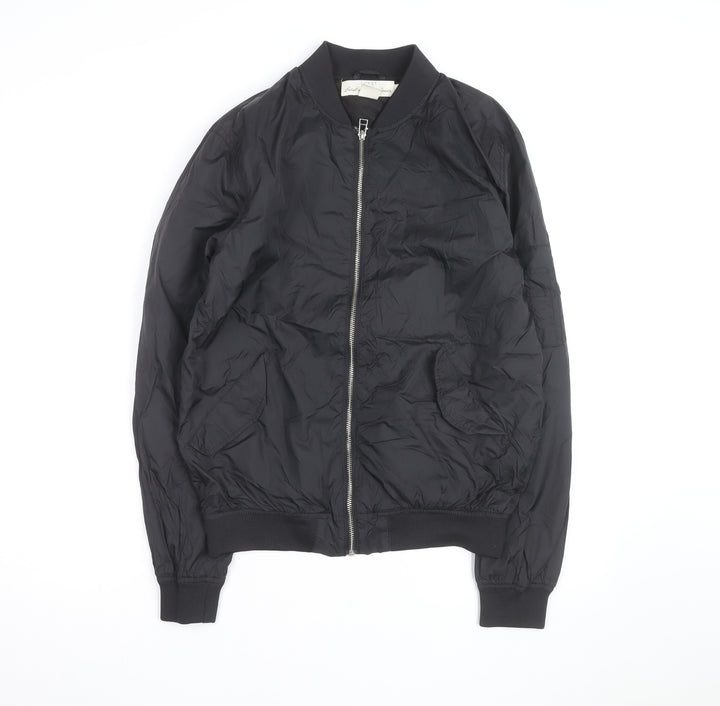 H&M L.O.G.G Mens Black Bomber Jacket S Lightweight Zip Pockets