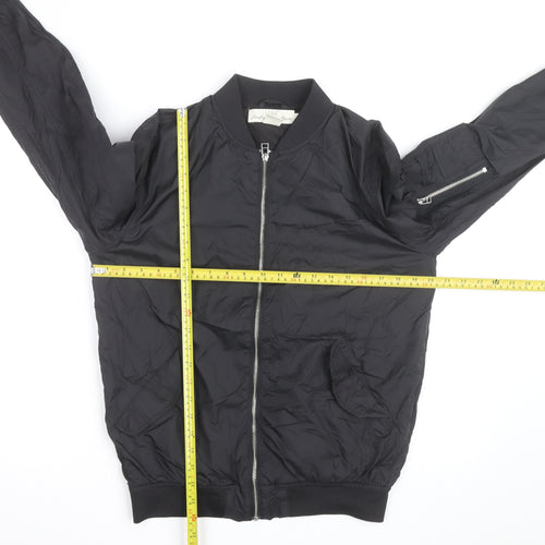 H&M L.O.G.G Mens Black Bomber Jacket S Lightweight Zip Pockets