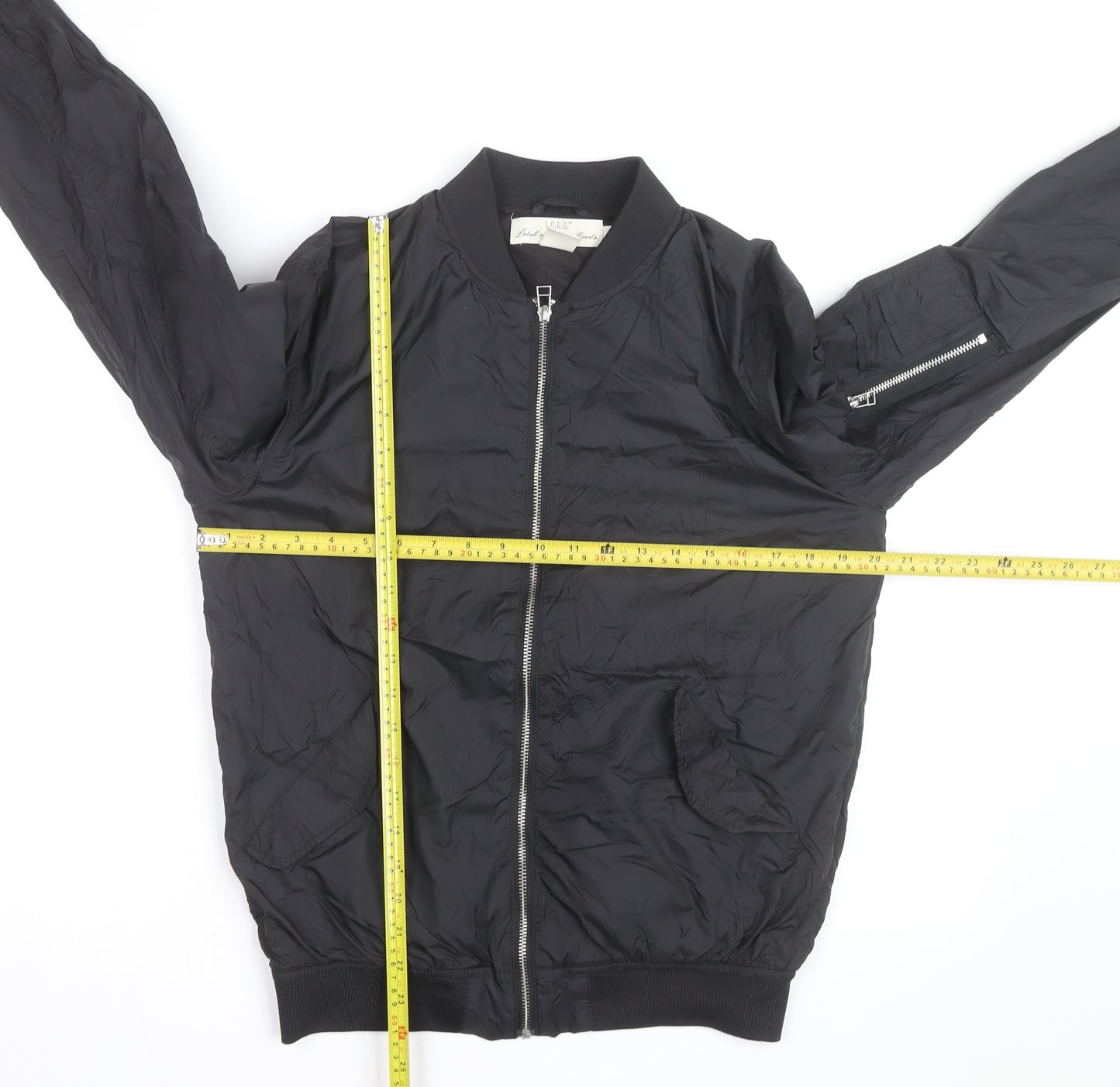 H&M L.O.G.G Mens Black Bomber Jacket S Lightweight Zip Pockets