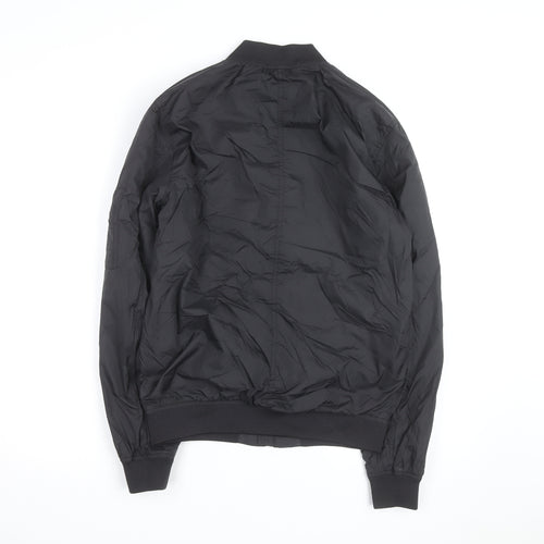 H&M L.O.G.G Mens Black Bomber Jacket S Lightweight Zip Pockets