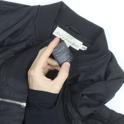 H&M L.O.G.G Mens Black Bomber Jacket S Lightweight Zip Pockets