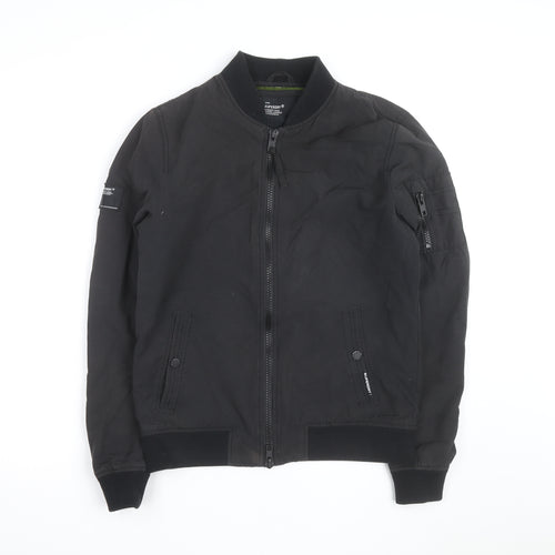 Superdry Men's Black Small Bomber Jacket Classic Stand-Up Collar