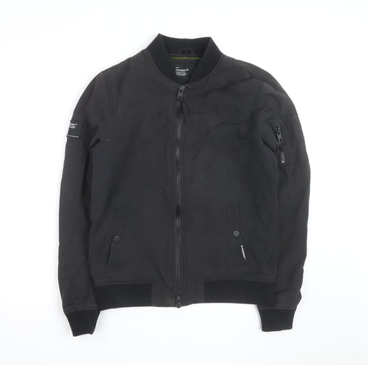 Superdry Men's Black Small Bomber Jacket Classic Stand-Up Collar