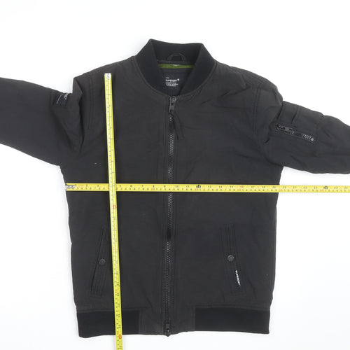 Superdry Men's Black Small Bomber Jacket Classic Stand-Up Collar