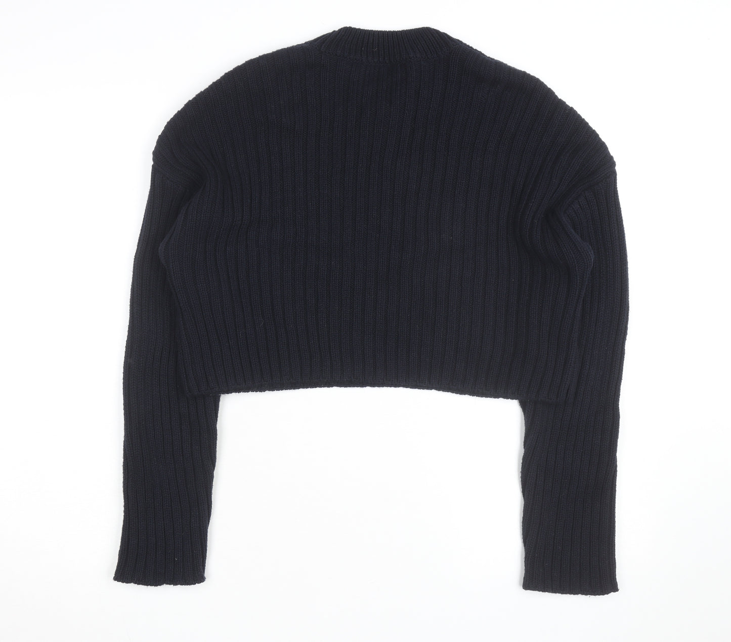 Zara Women's Black Chunky Knit Crew Neck Jumper Size S